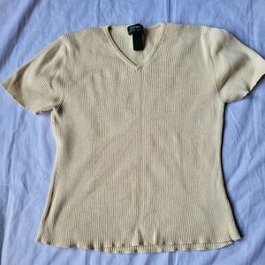 Lauren Ralph Lauren Butter Yellow Summer Knit Blouse Size Large Y2K